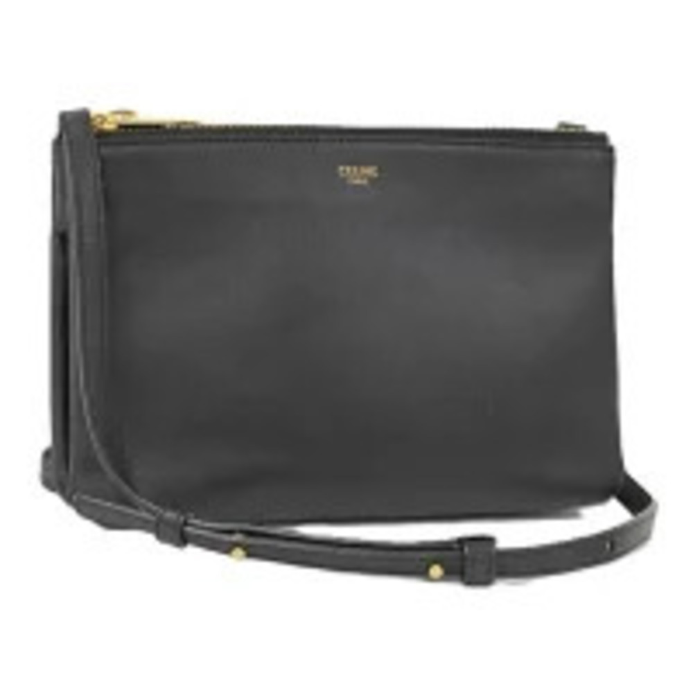 CELINE Trio Shoulder Bag Leather Black